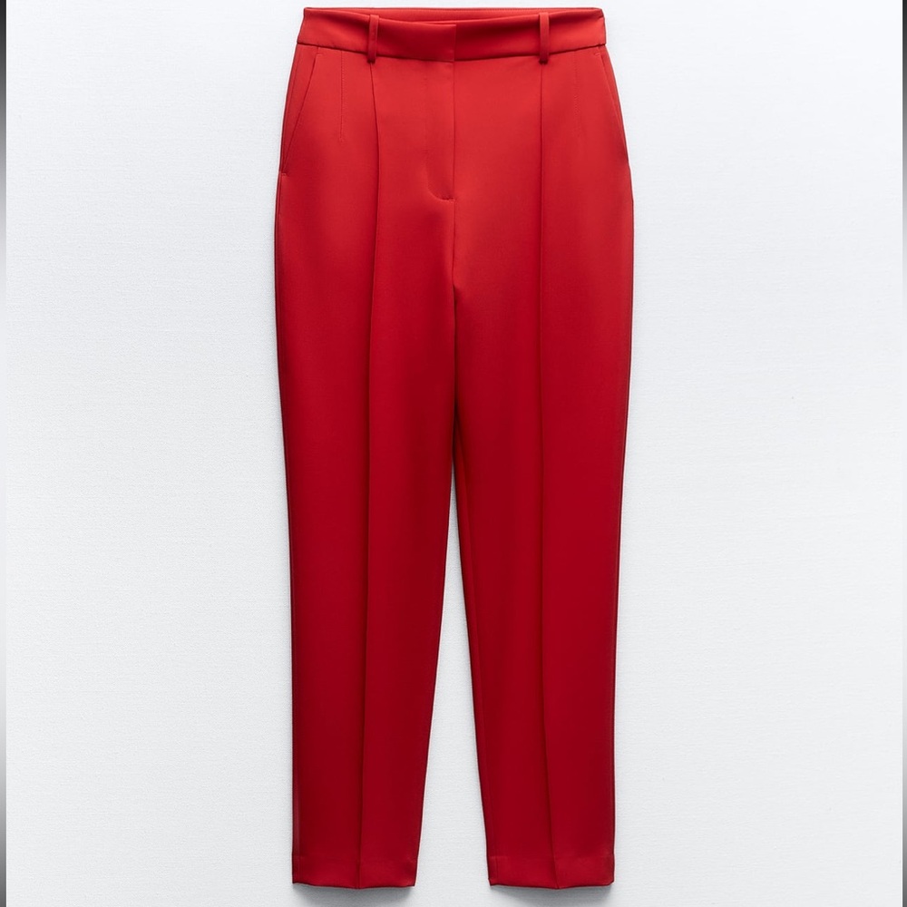 Zara NWT High- Waisted Pants Red Small